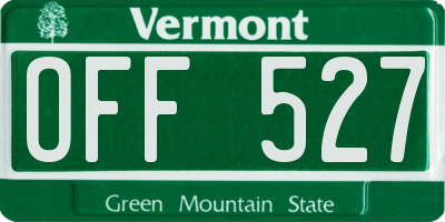VT license plate OFF527