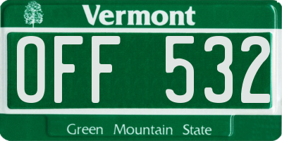 VT license plate OFF532