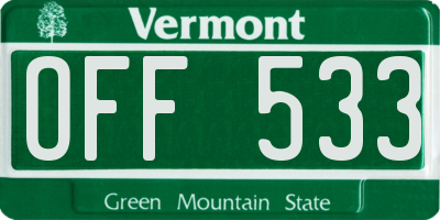 VT license plate OFF533