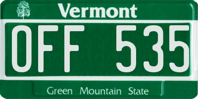 VT license plate OFF535