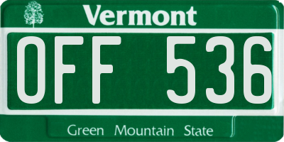 VT license plate OFF536