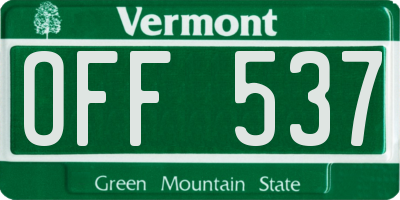 VT license plate OFF537