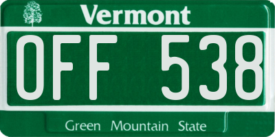 VT license plate OFF538