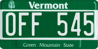 VT license plate OFF545