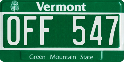 VT license plate OFF547