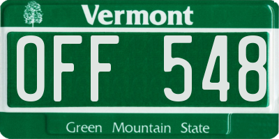 VT license plate OFF548