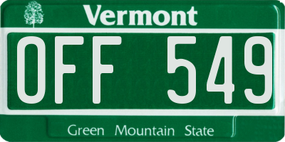 VT license plate OFF549