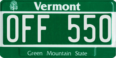 VT license plate OFF550