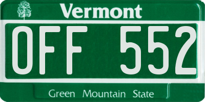 VT license plate OFF552