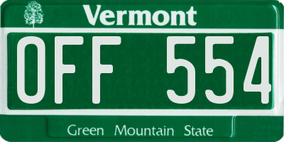 VT license plate OFF554