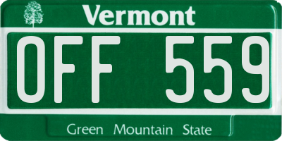 VT license plate OFF559