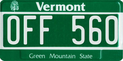 VT license plate OFF560