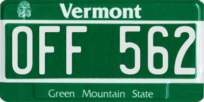 VT license plate OFF562