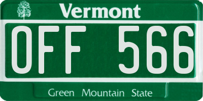 VT license plate OFF566