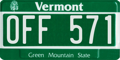 VT license plate OFF571