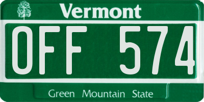 VT license plate OFF574