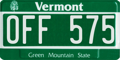 VT license plate OFF575