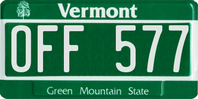 VT license plate OFF577