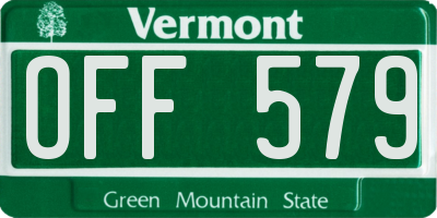 VT license plate OFF579