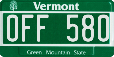 VT license plate OFF580