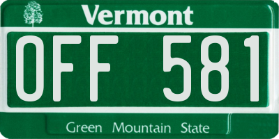 VT license plate OFF581