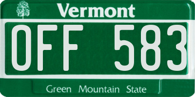 VT license plate OFF583