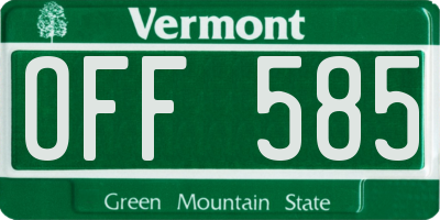 VT license plate OFF585