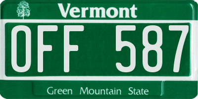 VT license plate OFF587