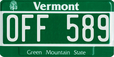 VT license plate OFF589