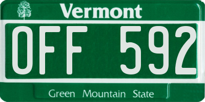 VT license plate OFF592
