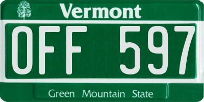 VT license plate OFF597