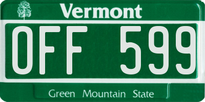 VT license plate OFF599