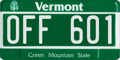 VT license plate OFF601