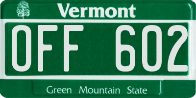 VT license plate OFF602