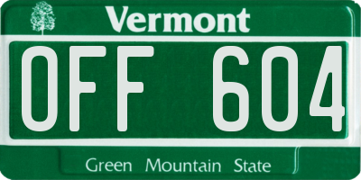 VT license plate OFF604