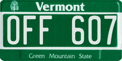 VT license plate OFF607
