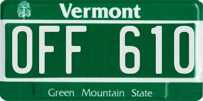 VT license plate OFF610