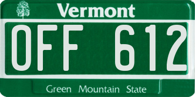 VT license plate OFF612