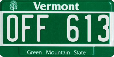 VT license plate OFF613