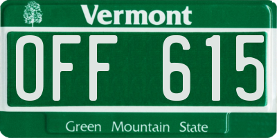 VT license plate OFF615