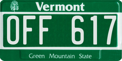 VT license plate OFF617