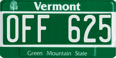 VT license plate OFF625