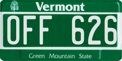 VT license plate OFF626