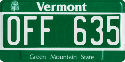 VT license plate OFF635