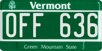 VT license plate OFF636