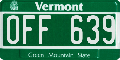 VT license plate OFF639