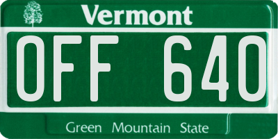 VT license plate OFF640