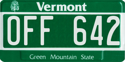 VT license plate OFF642