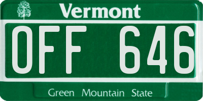 VT license plate OFF646