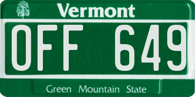 VT license plate OFF649